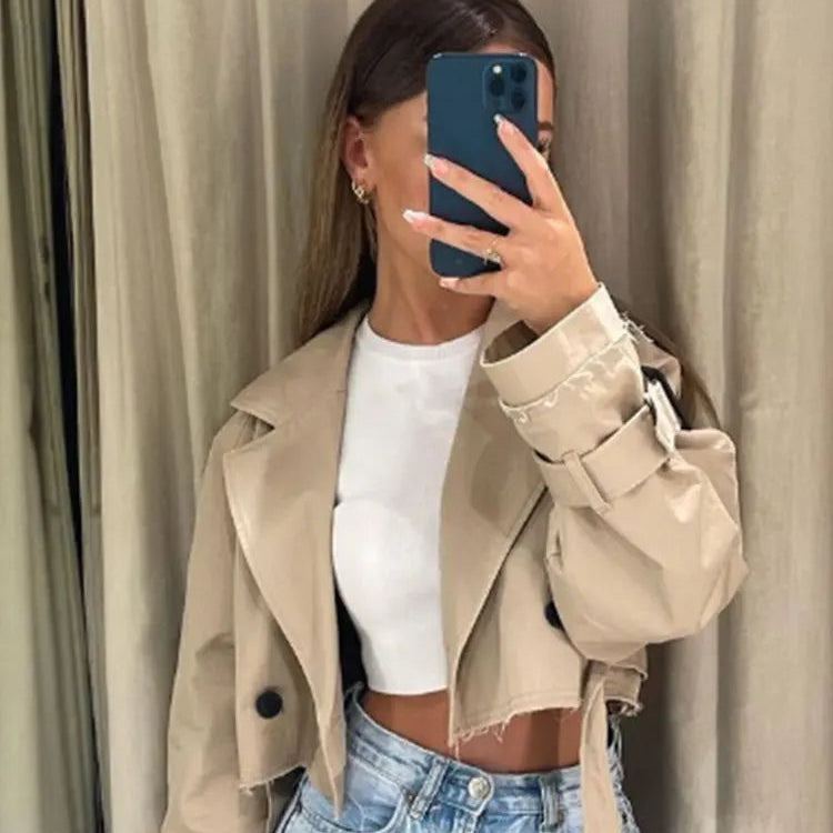 Eloara Cropped Trench Coat