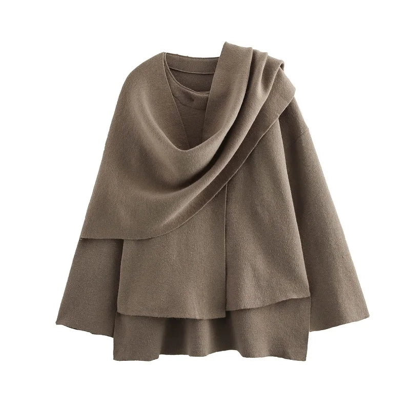 Eloara Asymmetric Scarf Padded Coat