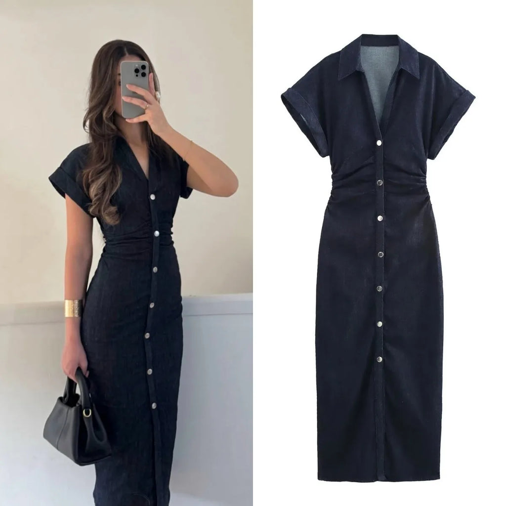 Eloara Denim Midi Dress