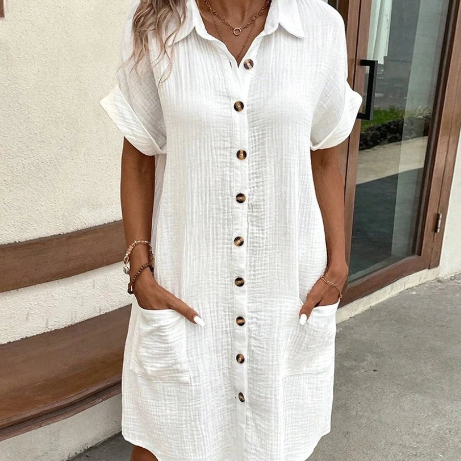 Eloara Linen V-Neck Dress