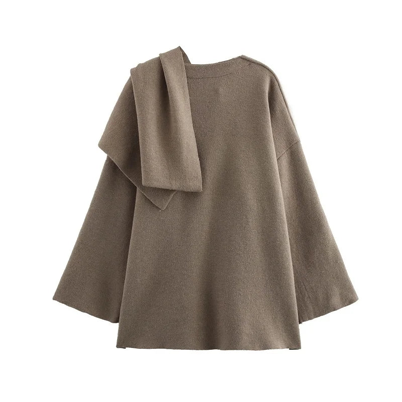 Eloara Asymmetric Scarf Padded Coat